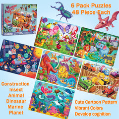 OSBOO wooden puzzle construction vehicles 48pc encourages planning and motor skills