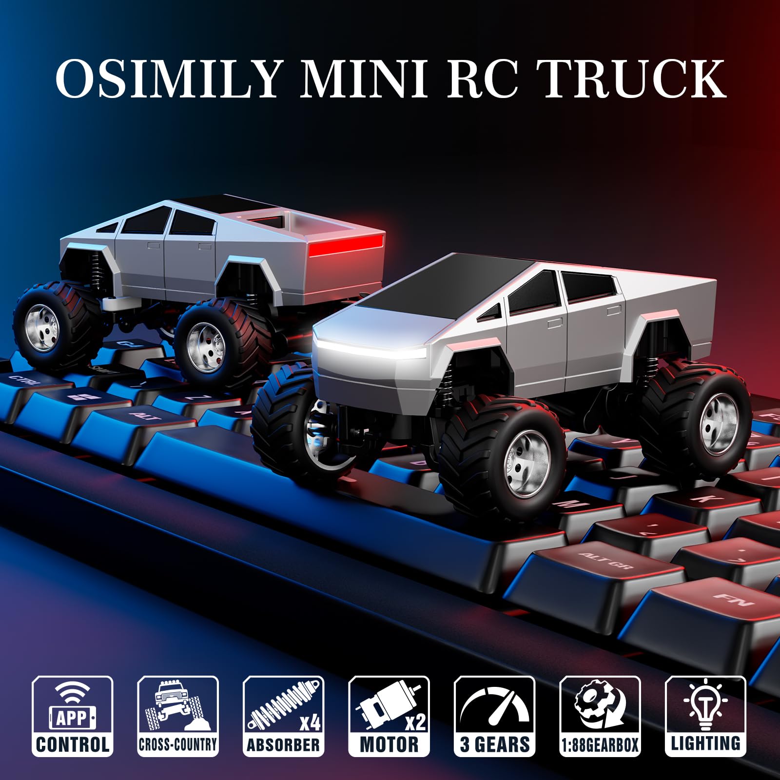 OSIMILY MINI RC Car side metal shell highlights durability for rugged play
