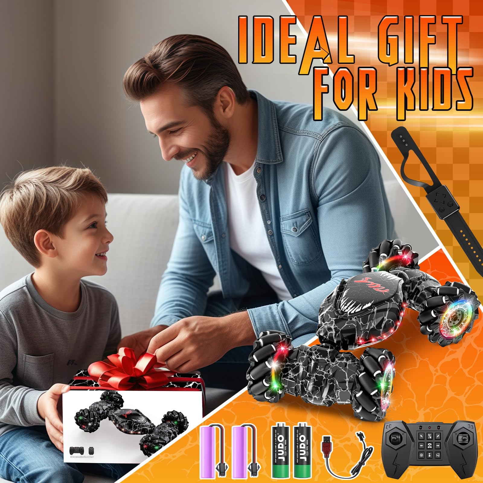OSIMILY RC Stunt Car performs 360° rotations and stunts.