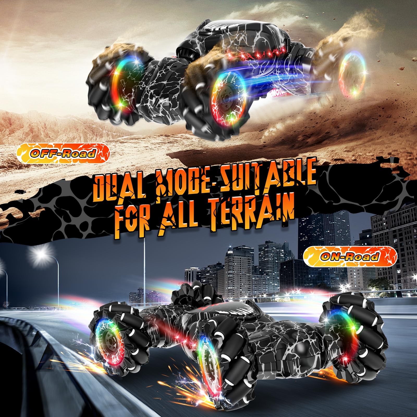 OSIMILY RC Stunt Car 4WD motors deliver strong traction.