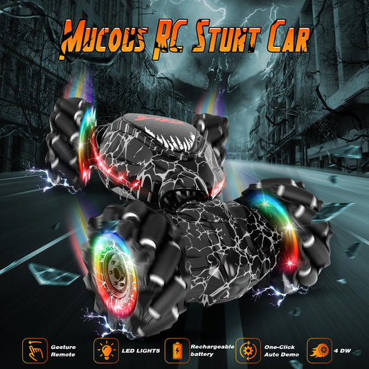 OSIMILY RC Stunt Car body lights create a dynamic nighttime glow.