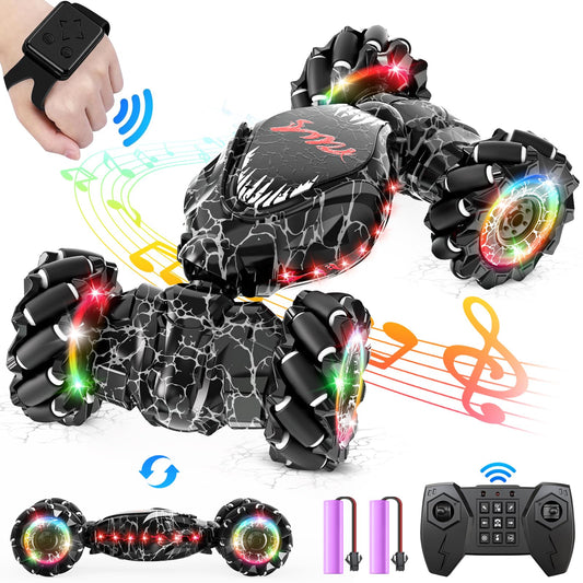 OSIMILY RC Stunt Car with LED wheels for vivid night play.