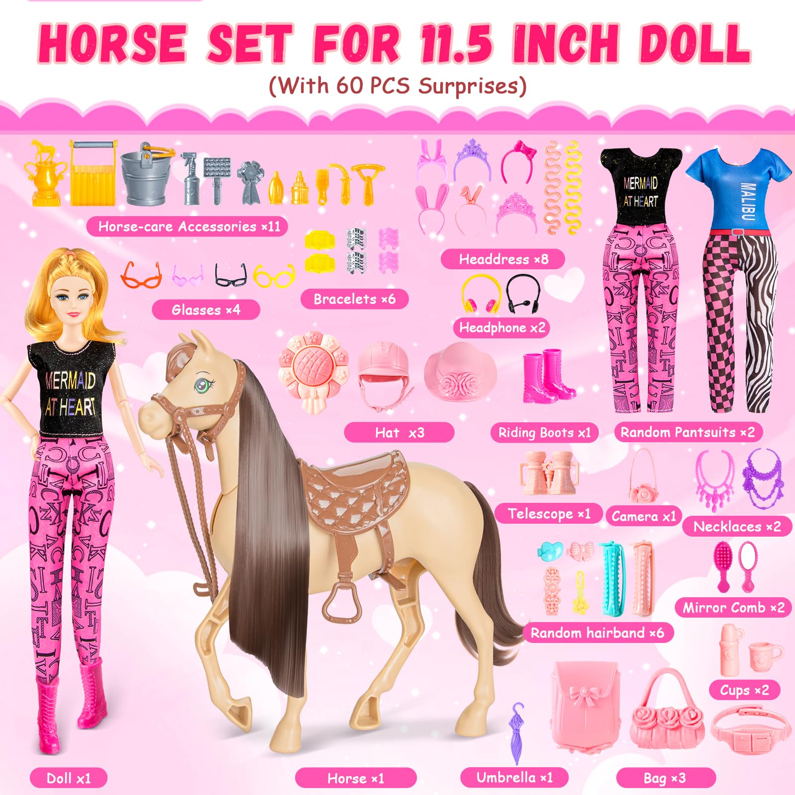 Osllate horse with movable head shows different riding poses