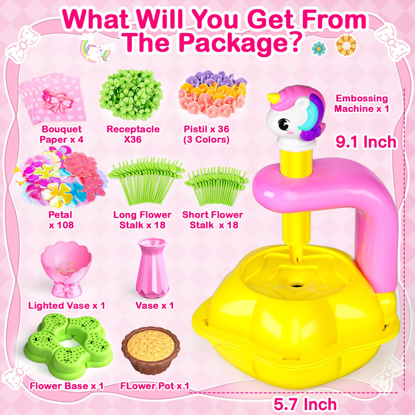 Osllate unicornous design kit shown during vase assembly for a magical setup.