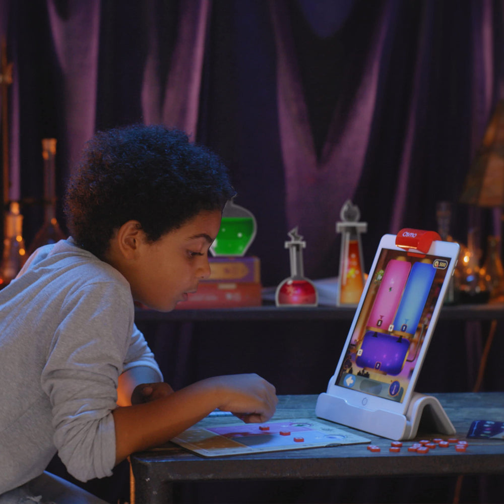 Osmo Card Duel scene reinforces greater than and less than concepts