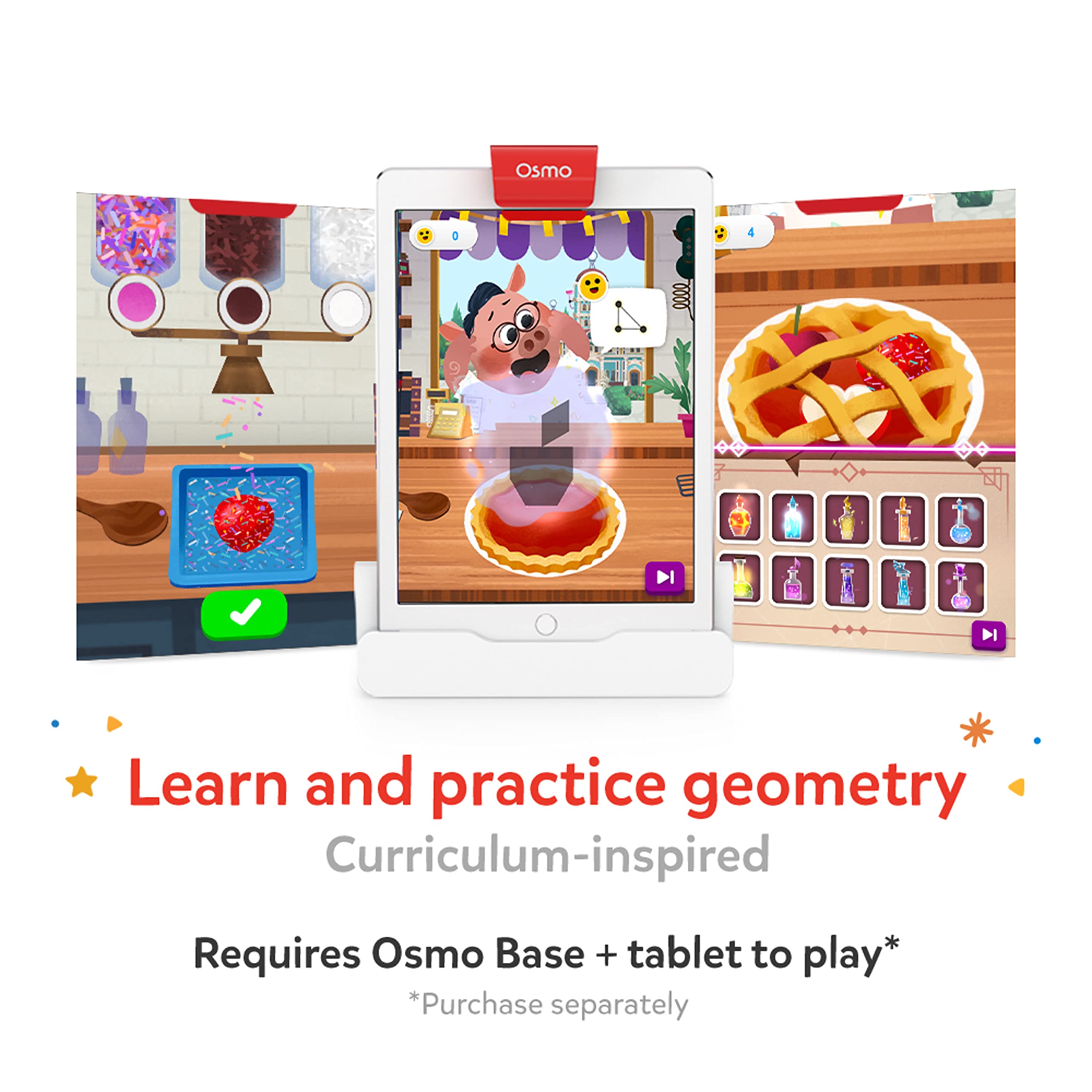 Osmo Math Wizard geometric tiles close-up showing shapes in action