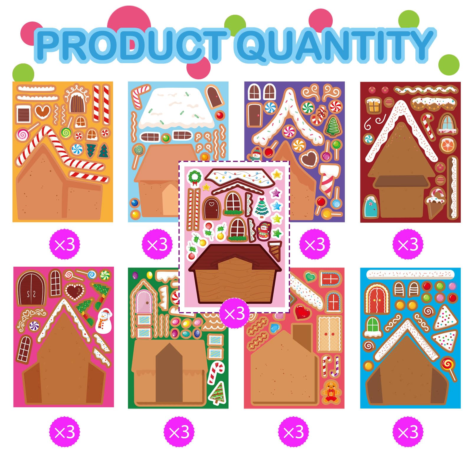 OTAITY self-adhesive gingerbread stickers for smooth surfaces and easy repositioning.