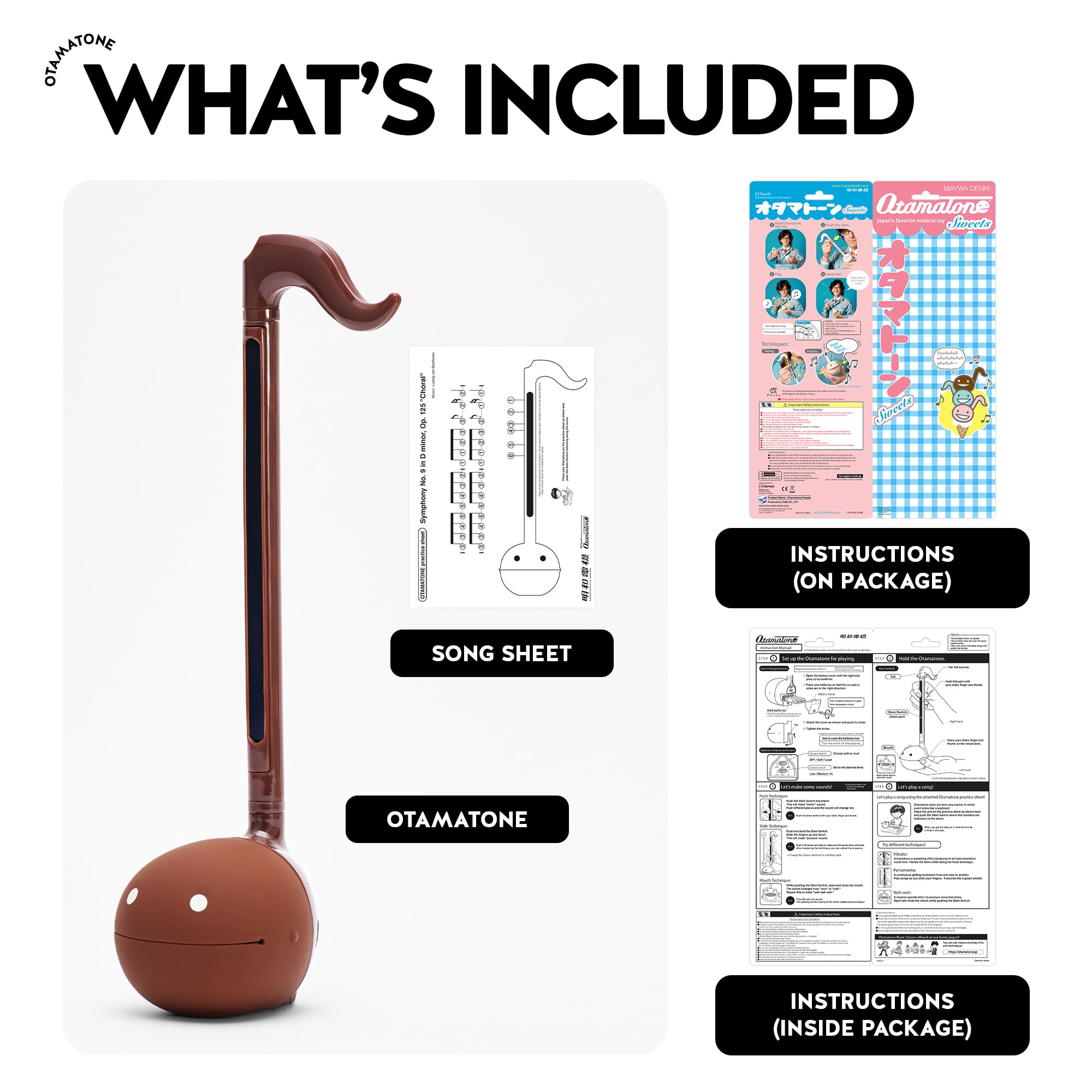 Otamatone Chocolate Edition battery compartment accessible for quick setup.