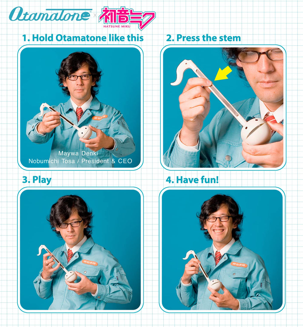Otamatone Hatsune Miku creative-play moment emphasizes family fun and collaboration.
