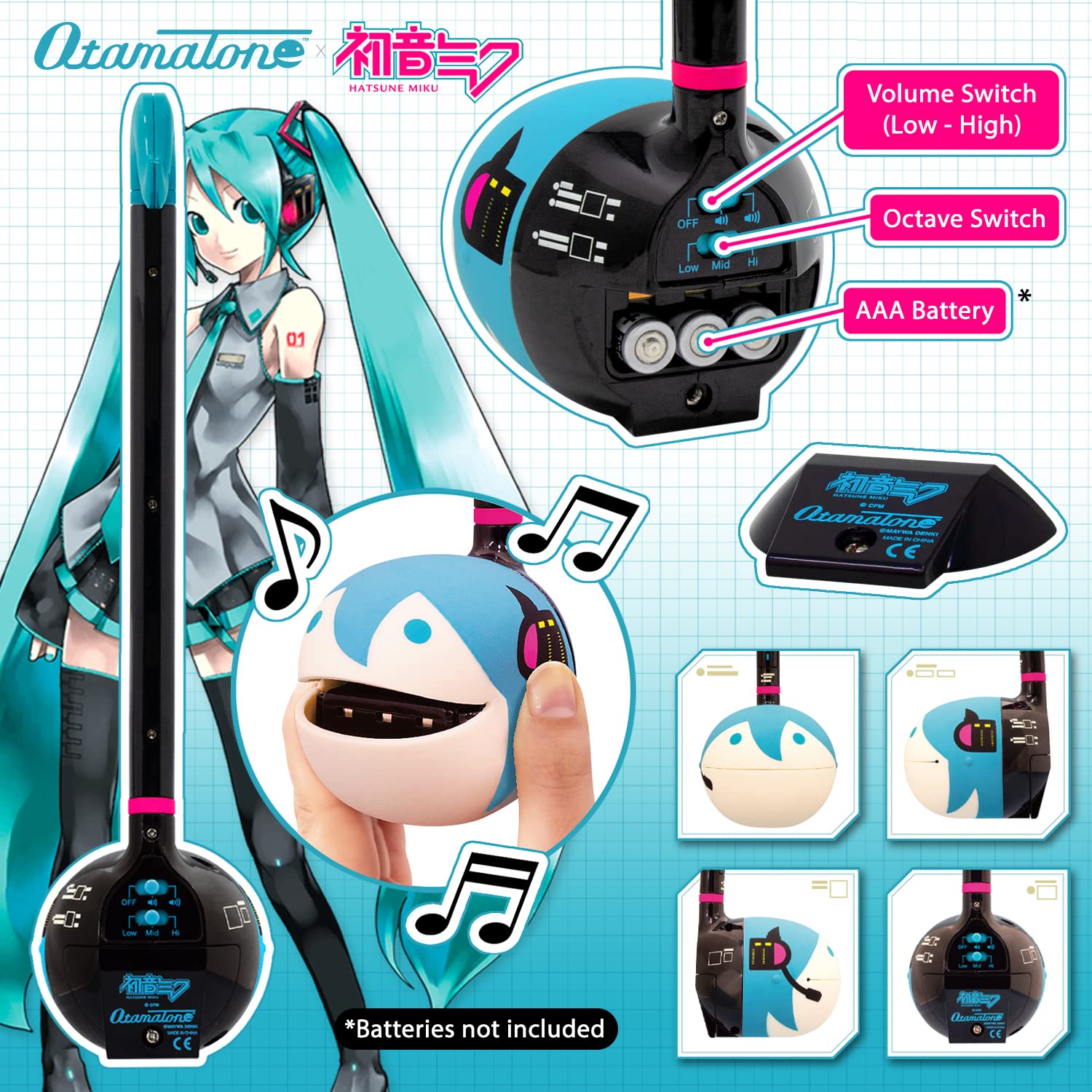 Otamatone Hatsune Miku in-use shows pitch variation for creative performances.