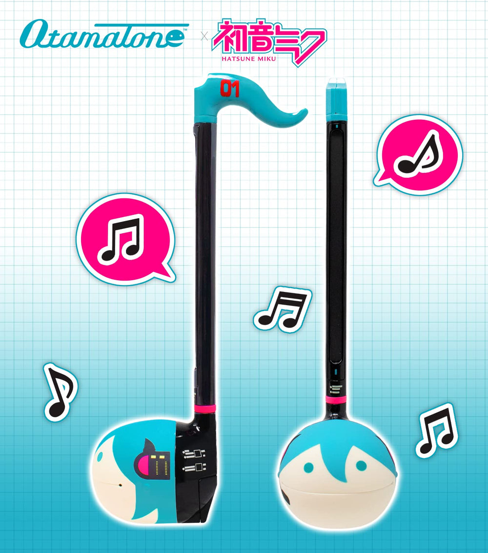 Otamatone Hatsune Miku side view highlights compact design for travel.