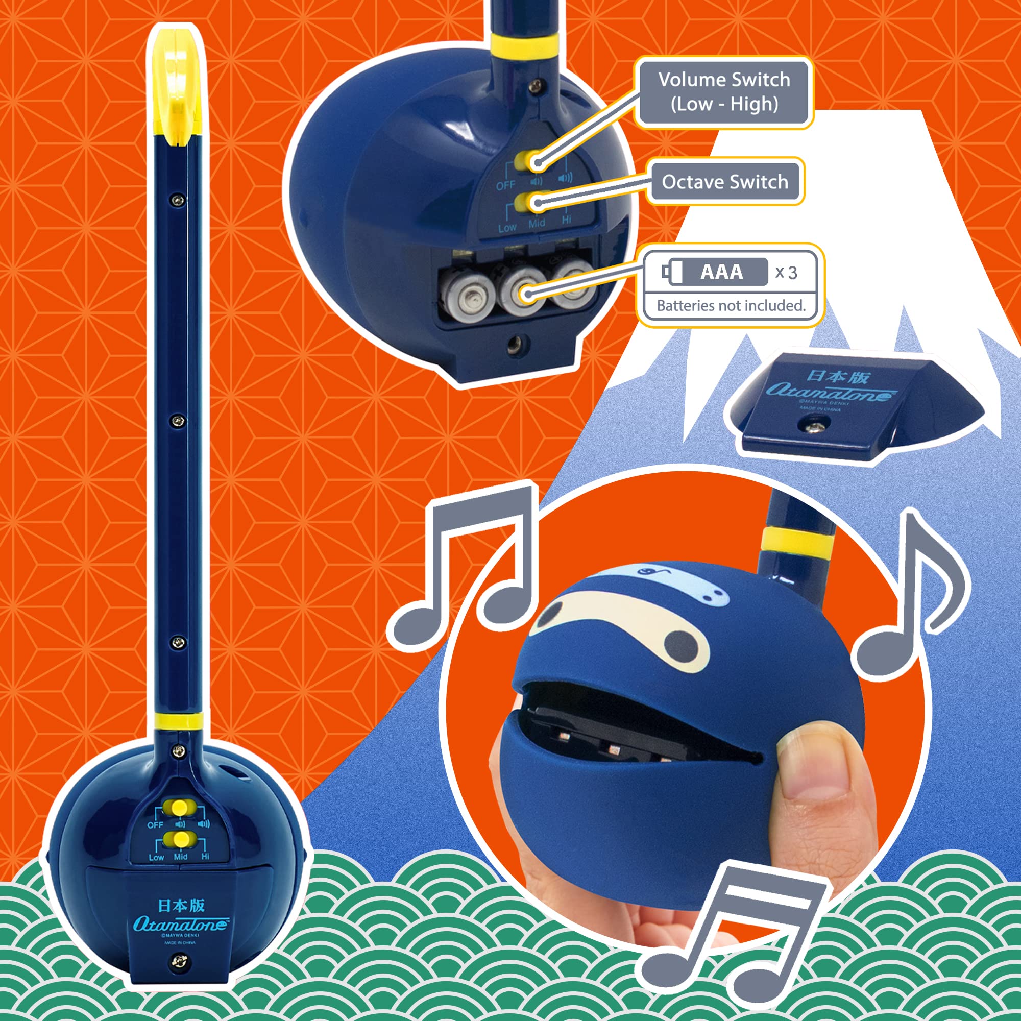 Otamatone Classic Ninja squeezed cheeks for vibrato and expressive sound