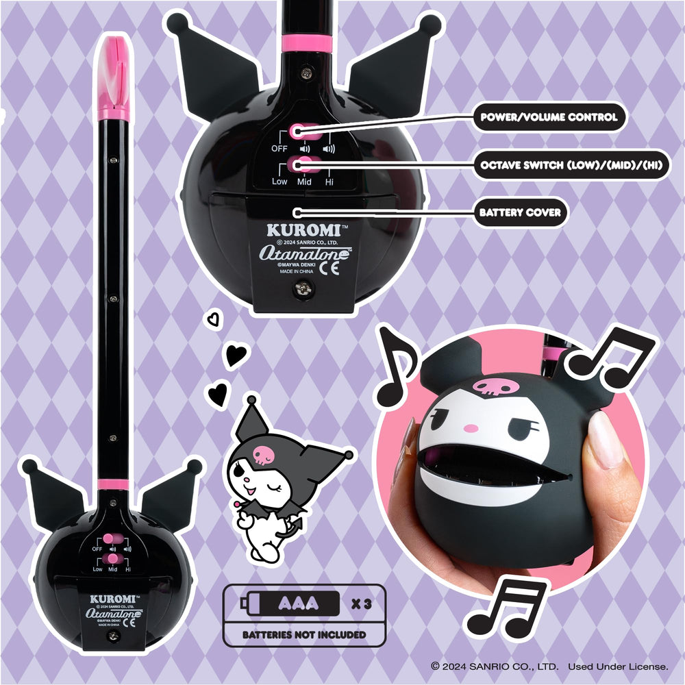 Otamatone Sanrio Kuromi portable design ready for travel and outdoor jams