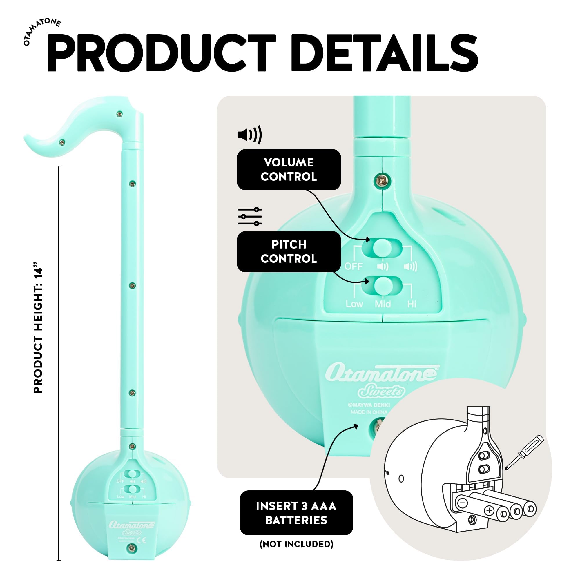 Otamatone Strawberry Edition side view, lightweight entertainer for travel