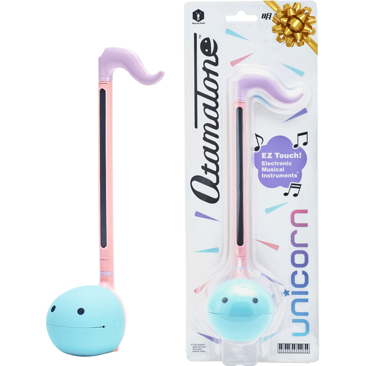 Otamatone Unicorn front view, a colorful toy for creative music play at home.