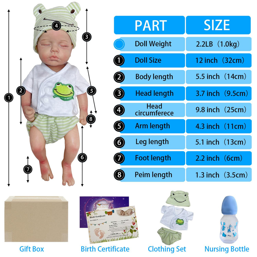 OtardDolls boy doll with closed eyes and hand-painted lashes for newborn realism