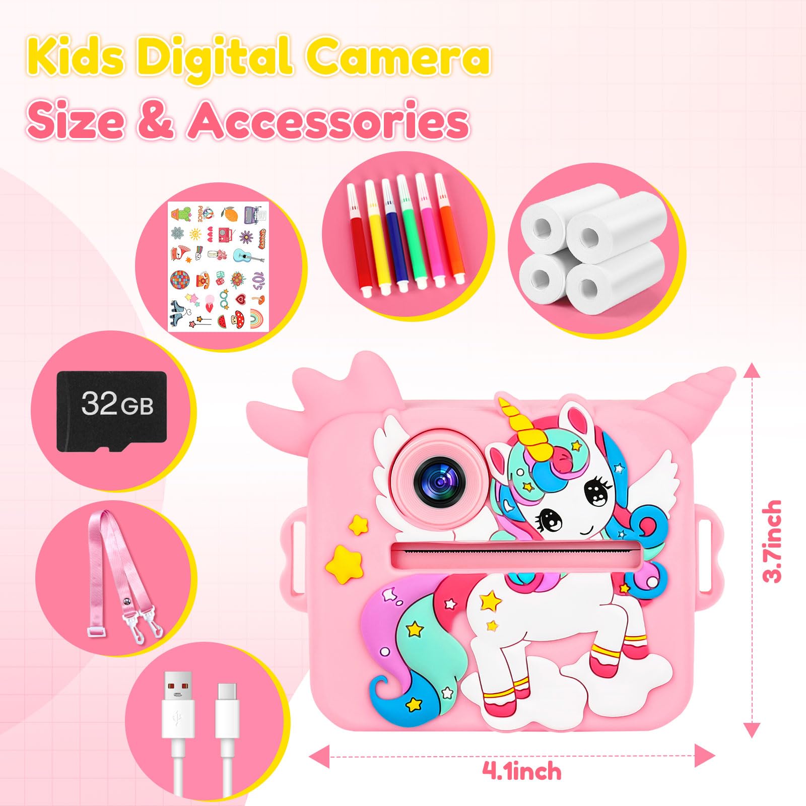 OTJ Kids Camera Front View highlights compact kid-friendly design for tiny hands.