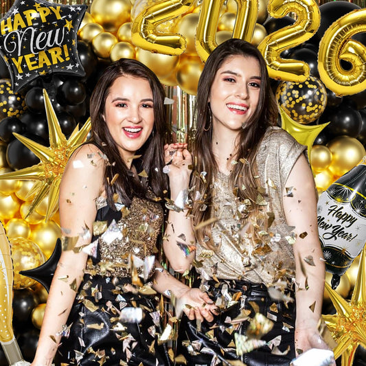 OTLGEUA black gold confetti balloons add premium splash to celebrations