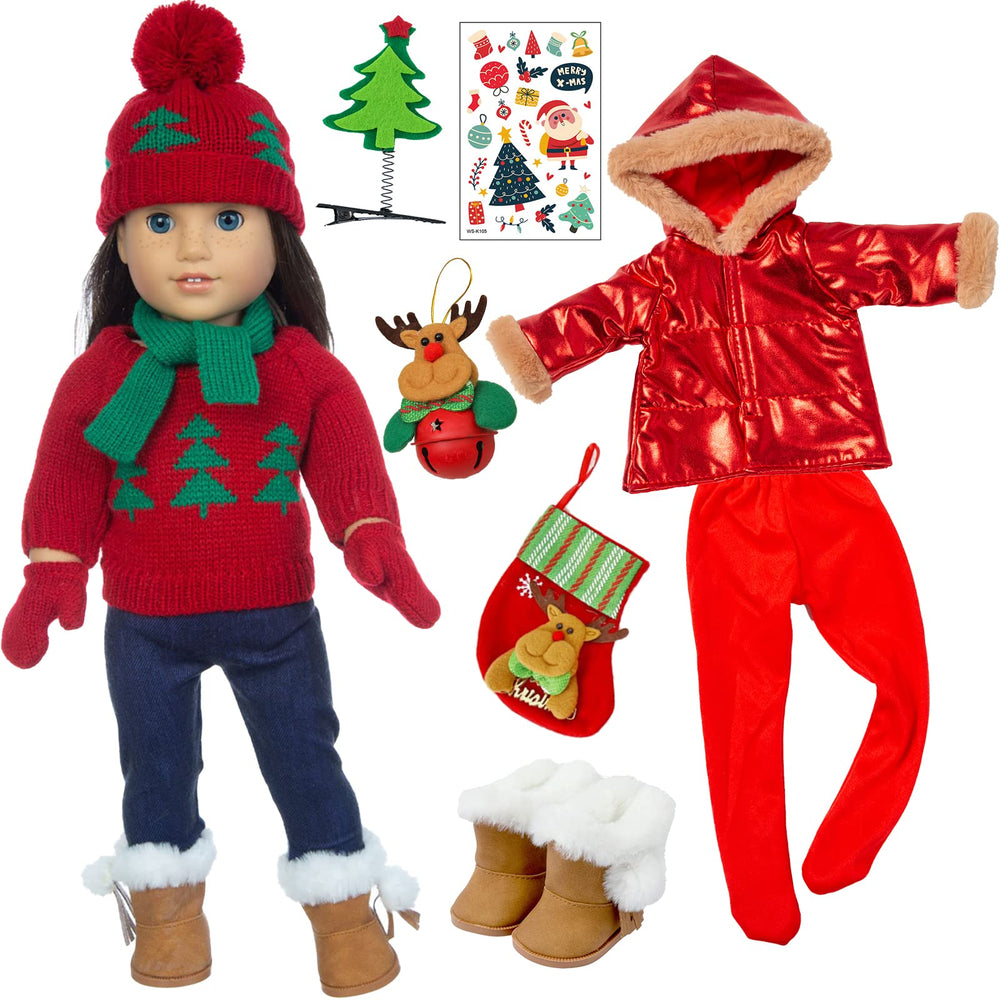 OTMOON 18-inch doll Christmas sweater set for festive dressing