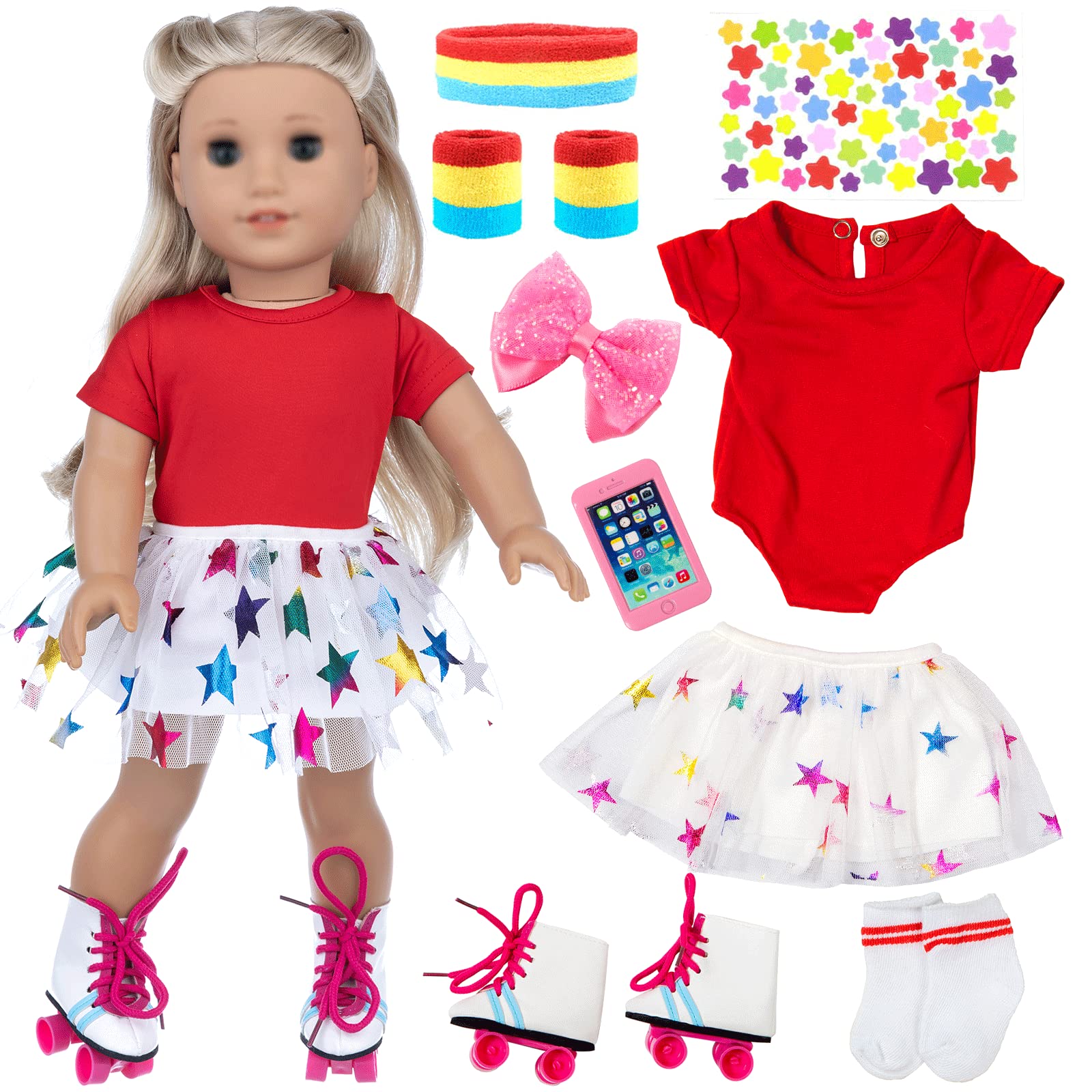 OTMOON 18-inch doll skirt for travel-themed outfits and outdoor play