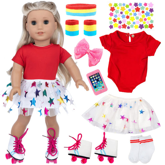 OTMOON 18-inch doll skirt for travel-themed outfits and outdoor play