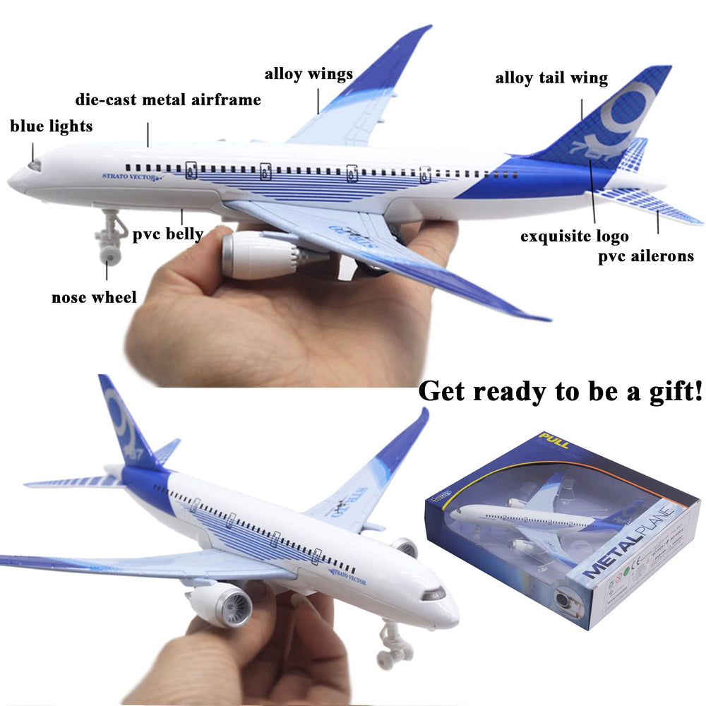 OTONOPI blue die-cast airplane model showing sturdy construction
