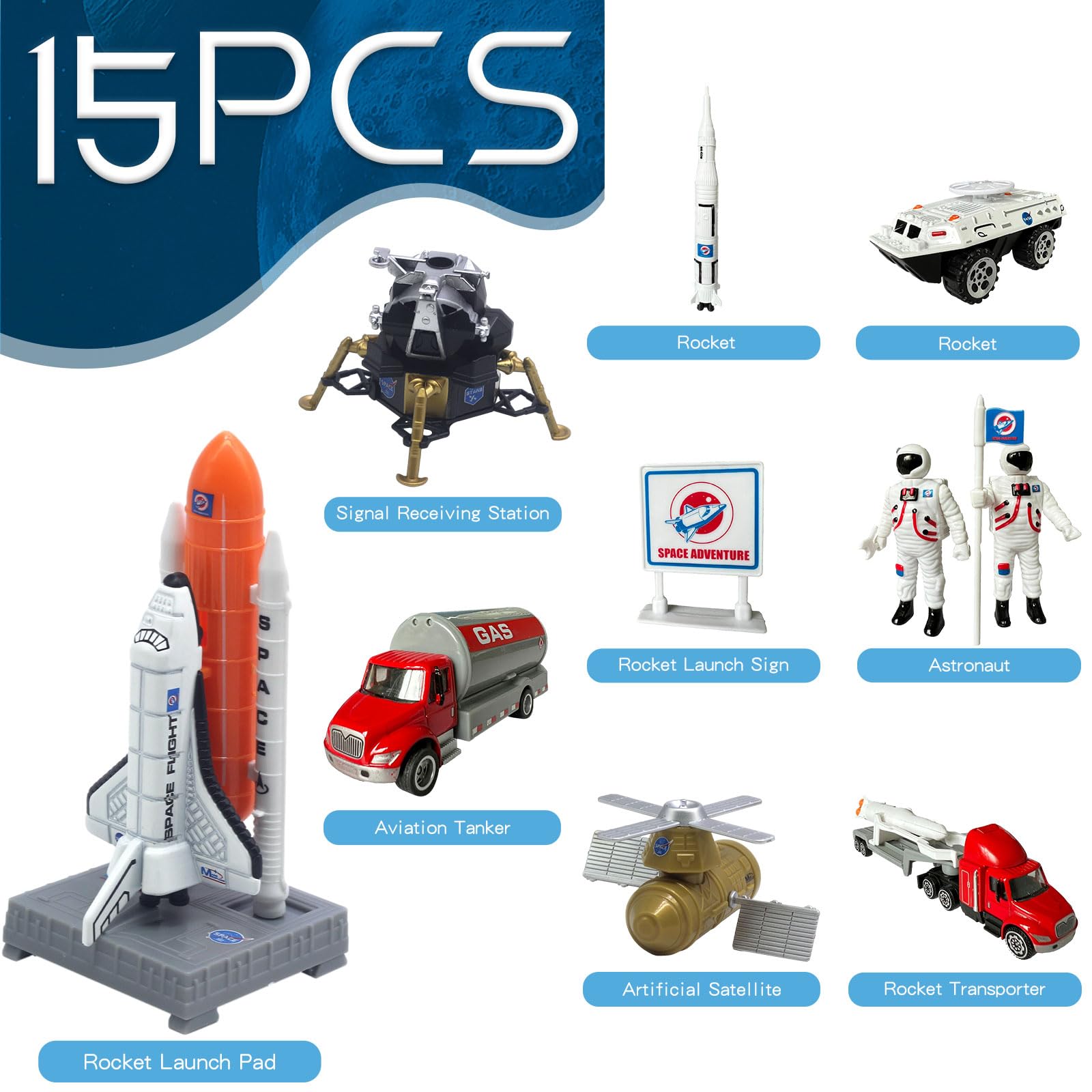 OTONOPI lunar lander and satellite models for space exploration play