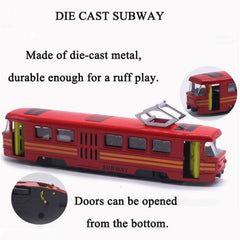 OTONOPI blue train openable doors show interactive play and fine motor skill practice.