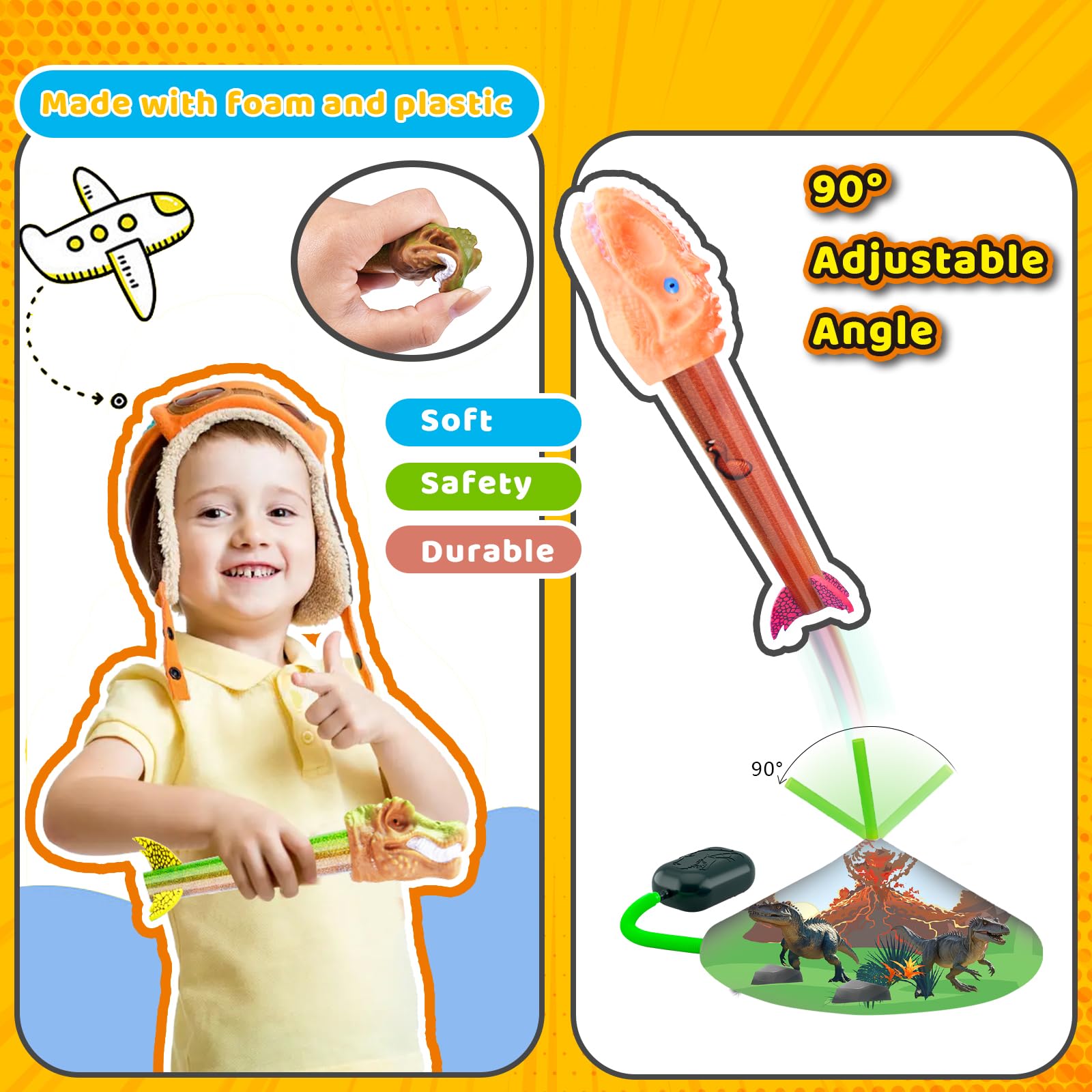 Four-dino set providing varied colors for imaginative outdoor play