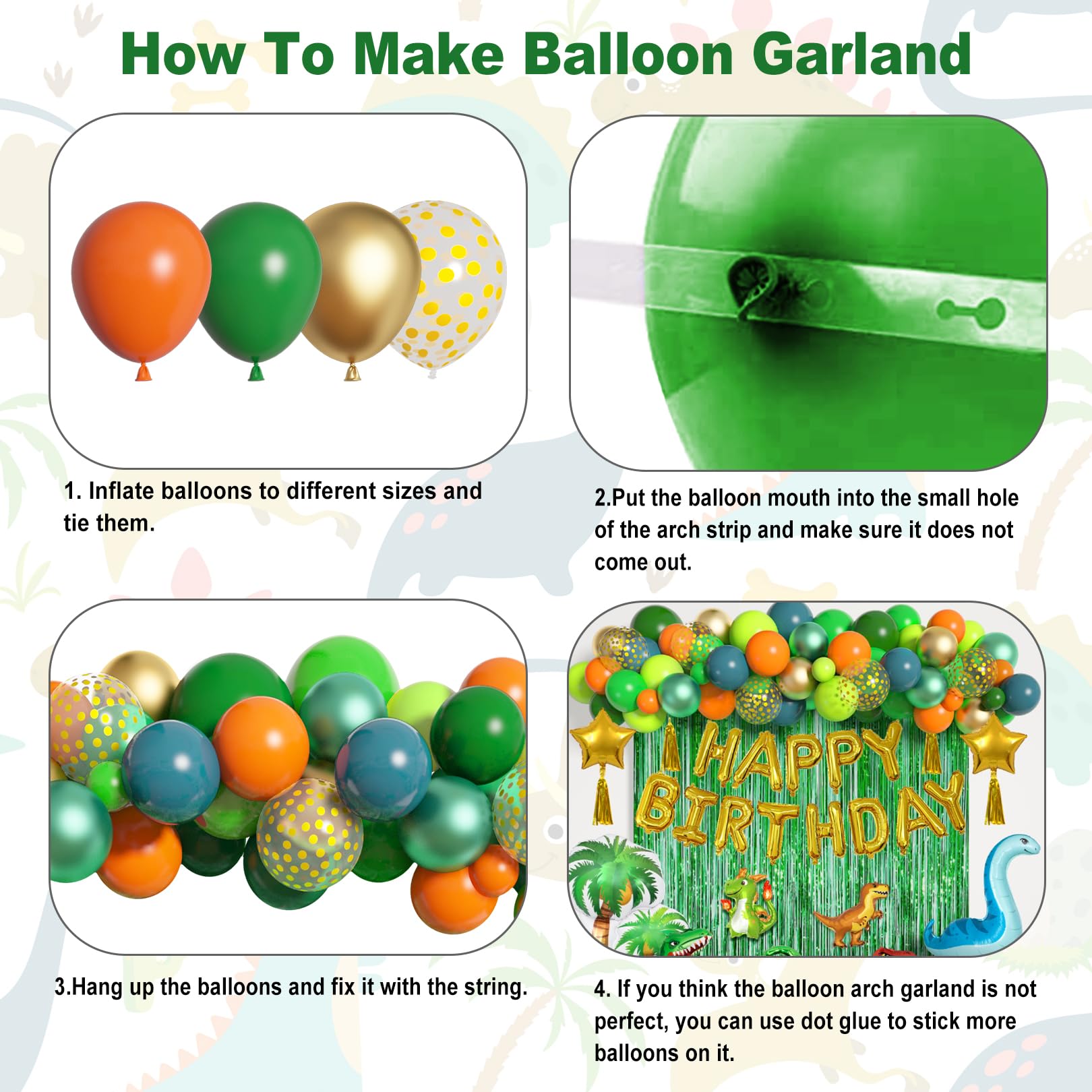 Ouddy Life 12-inch balloons in green and blue for versatile jungle decorations
