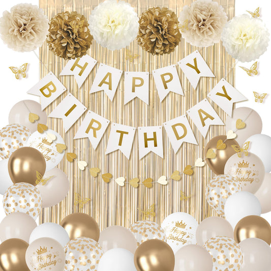 Ouddy Party 10in balloons in sand white white and gold create elegant backdrop