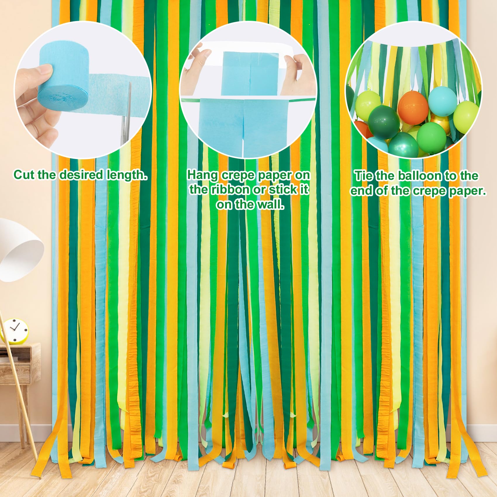 Ouddy Party blue dinosaur foil balloon provides a bold centerpoint for decor.