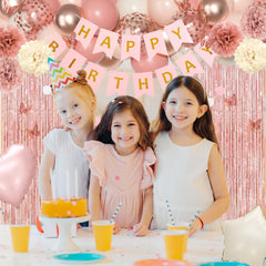 Ouddy Party butterfly decorations and swirls create whimsical movement