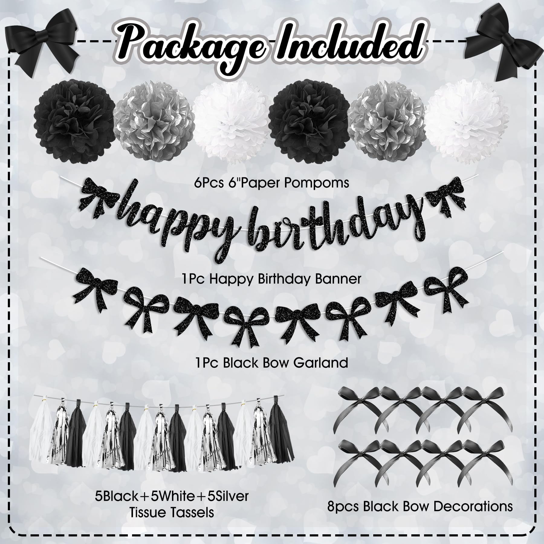 Ouddy Party coquette black bow garland adds elegant wall focal.