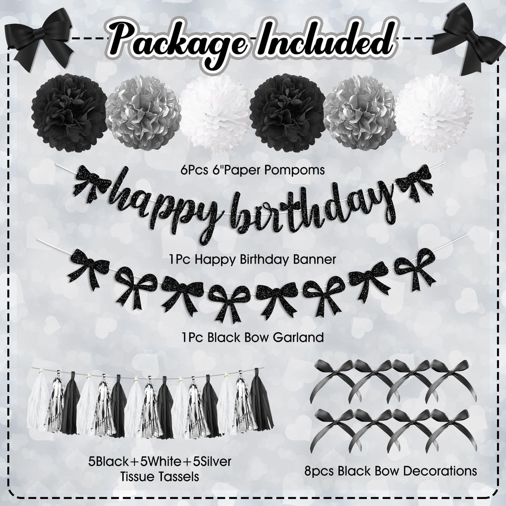 Ouddy Party coquette black bow garland adds elegant wall focal.