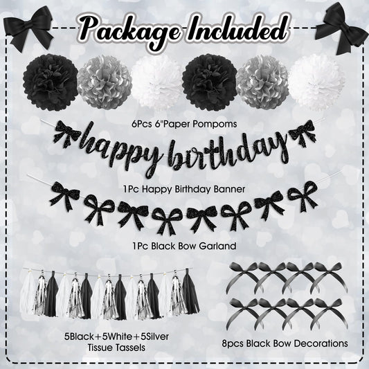 Ouddy Party coquette black bow garland adds elegant wall focal.