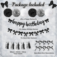 Ouddy Party coquette black bow garland adds elegant wall focal.