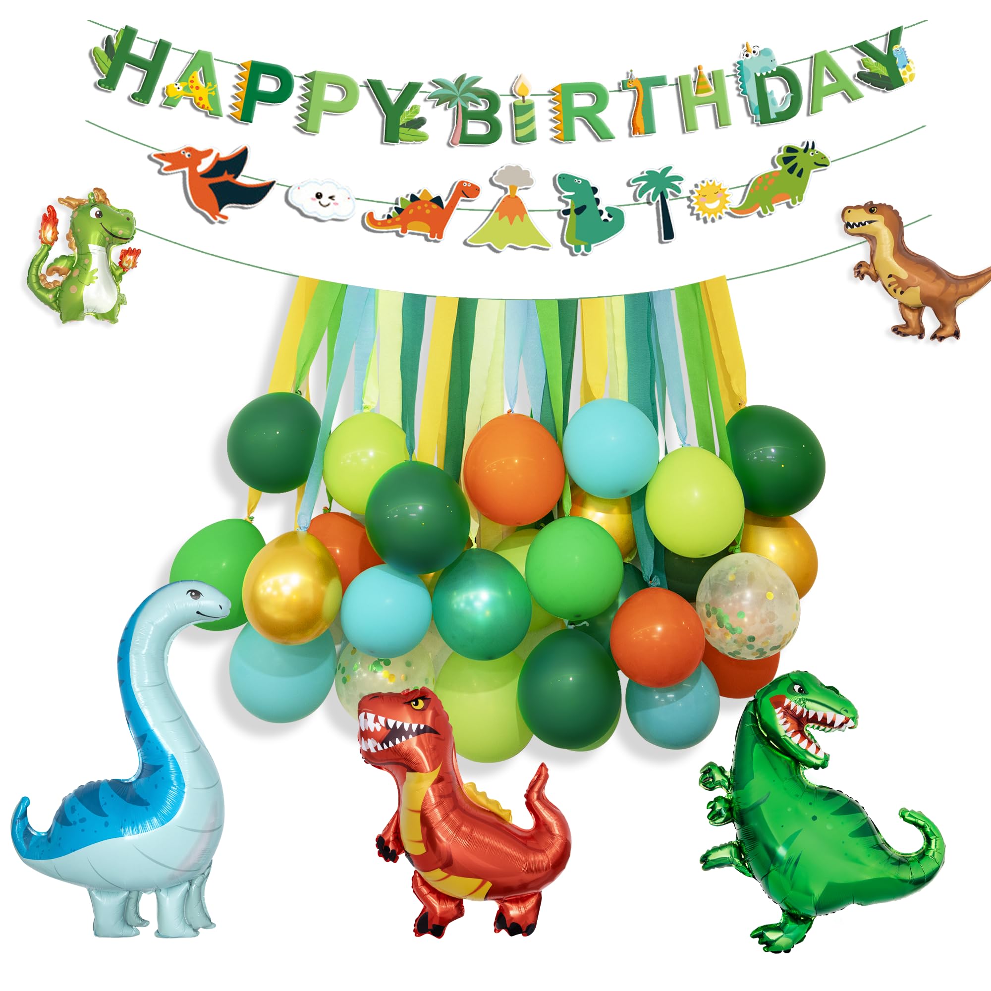 Ouddy Party dinosaur themed banner adds playful jungle flair for photos.