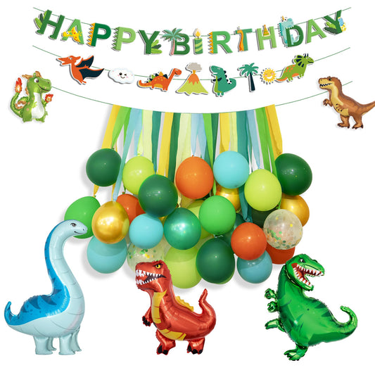 Ouddy Party dinosaur themed banner adds playful jungle flair for photos.