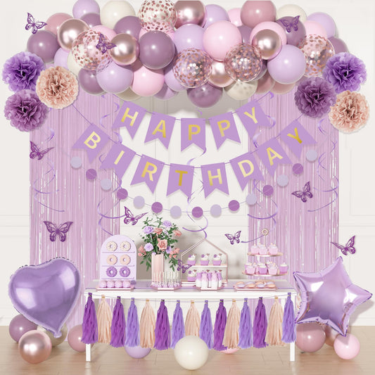 Ouddy Party dusty purple balloons create a chic birthday backdrop with a soft, captivating glow.