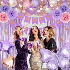 Ouddy Party lavender paper pompoms add soft volume to walls