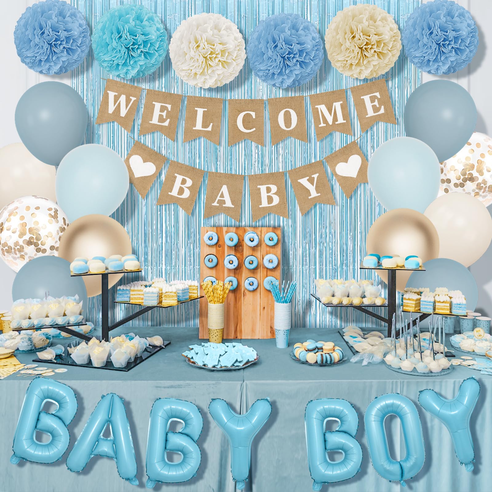 Ouddy Party paper pom poms provide soft color pops for a festive vibe.