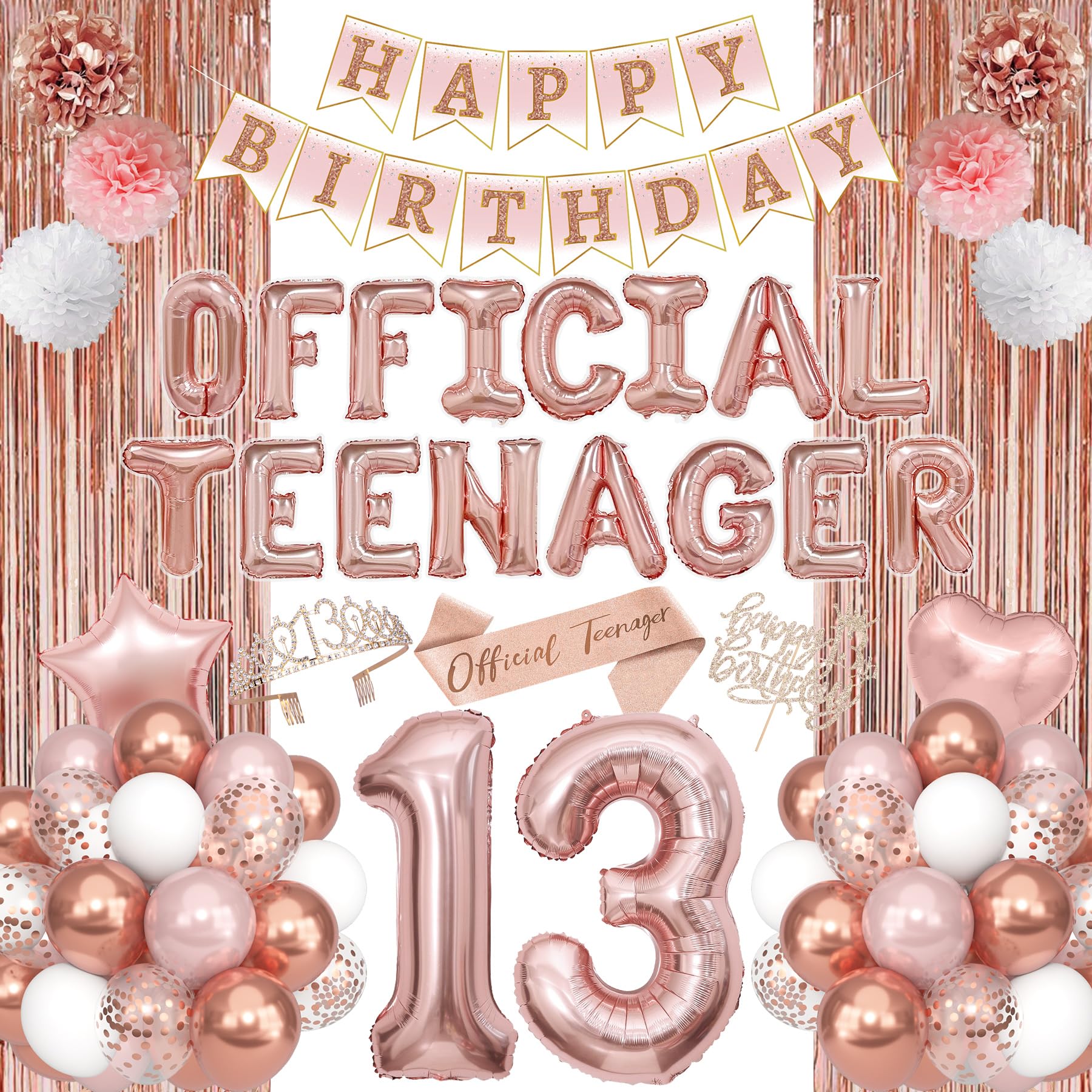 Ouddy Party rose gold 13th birthday crown adds regal flair to the celebration