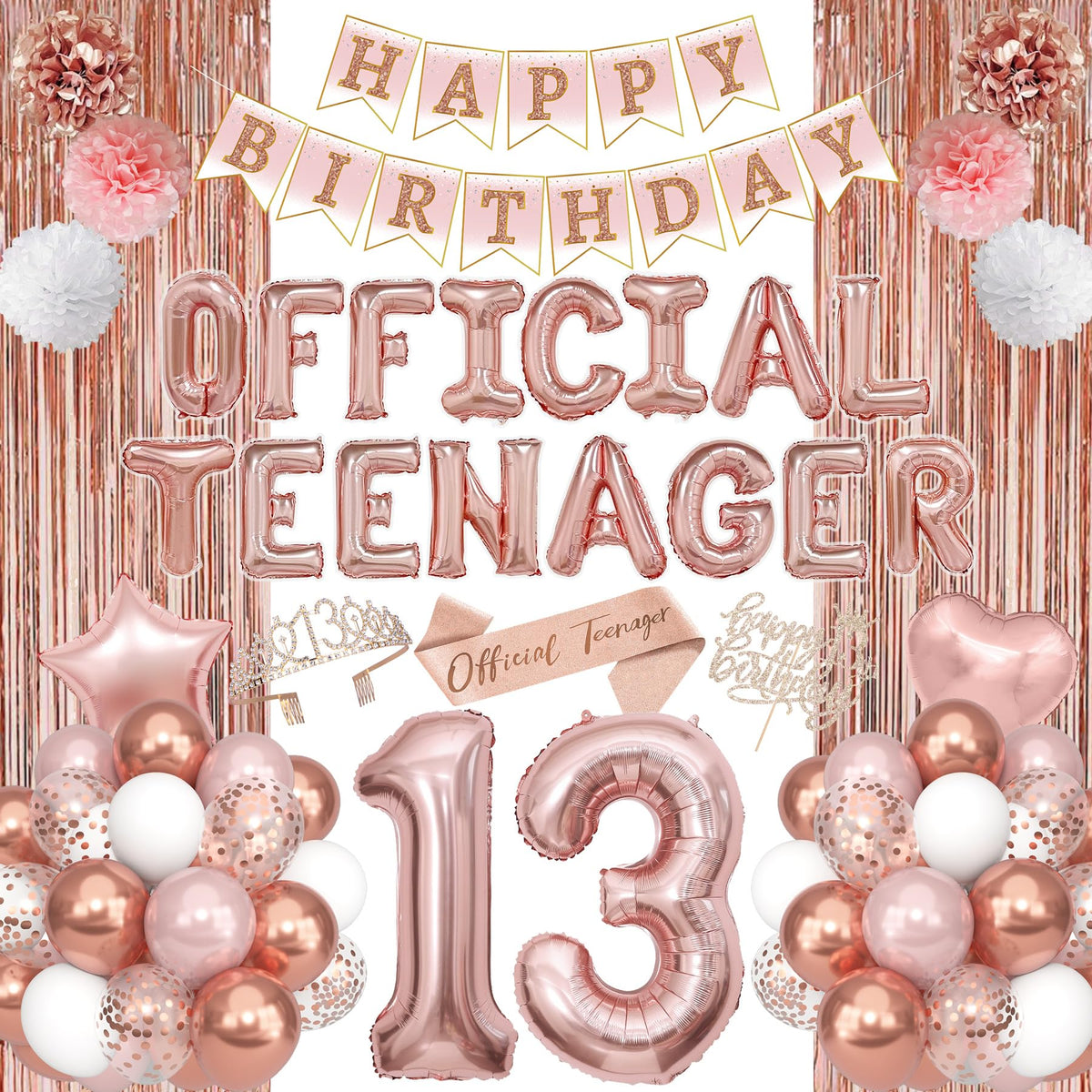Ouddy Party rose gold 13th birthday crown adds regal flair to the celebration