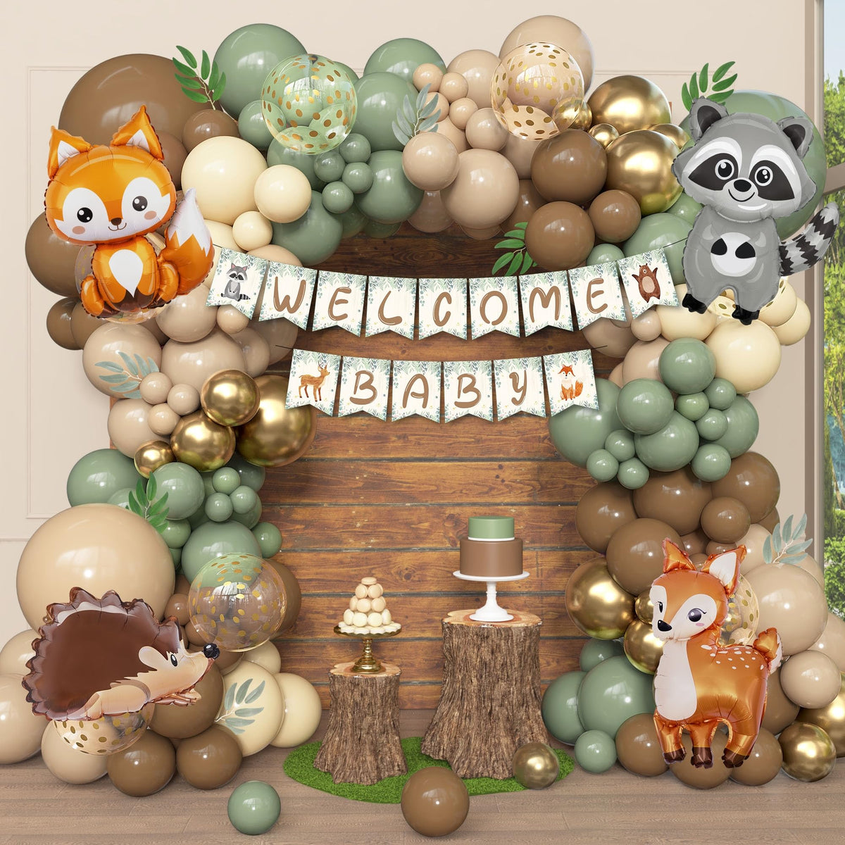 Ouddy Party woodland animals foil balloons add playful forest charm to your baby shower decor.
