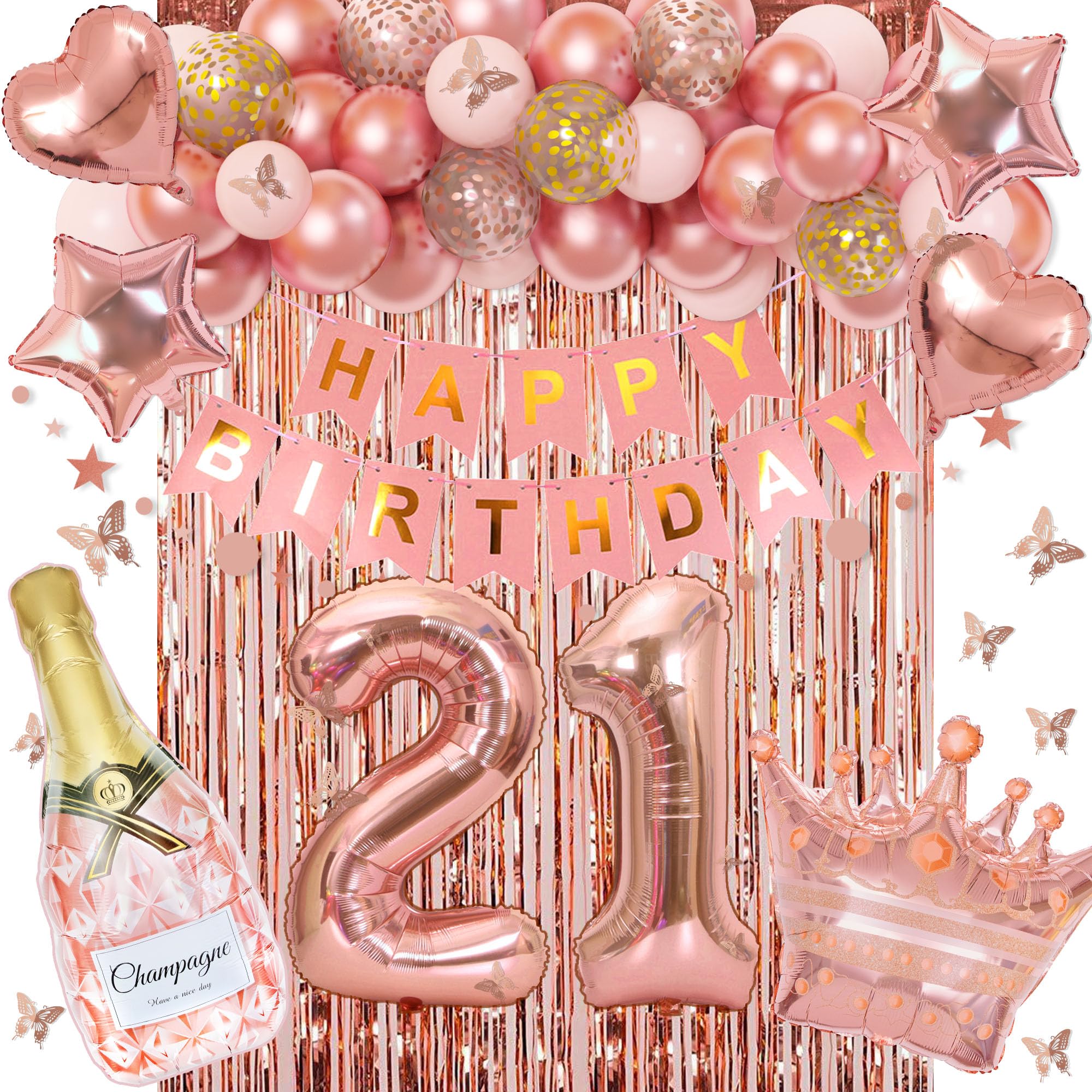 Ouddy Life pink happy banner enhances 21st birthday decor for her party