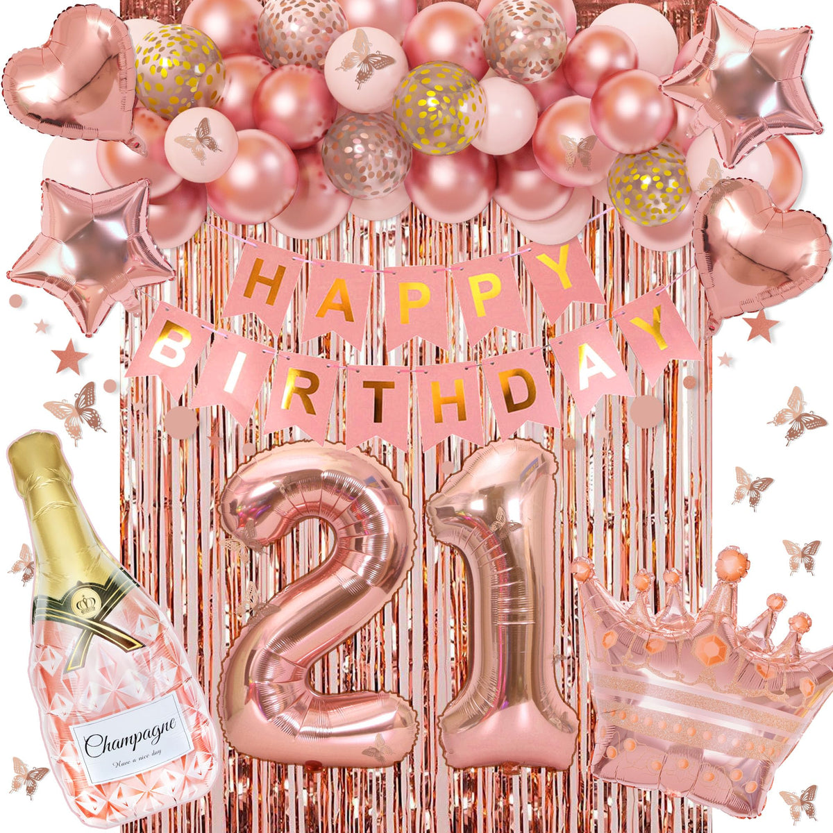 Ouddy Life pink happy banner enhances 21st birthday decor for her party