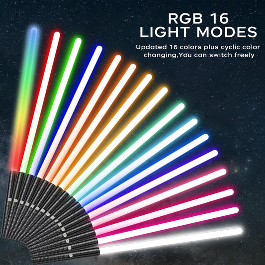 Oueyes Lightsabers showing 16 vivid color options for scenes.