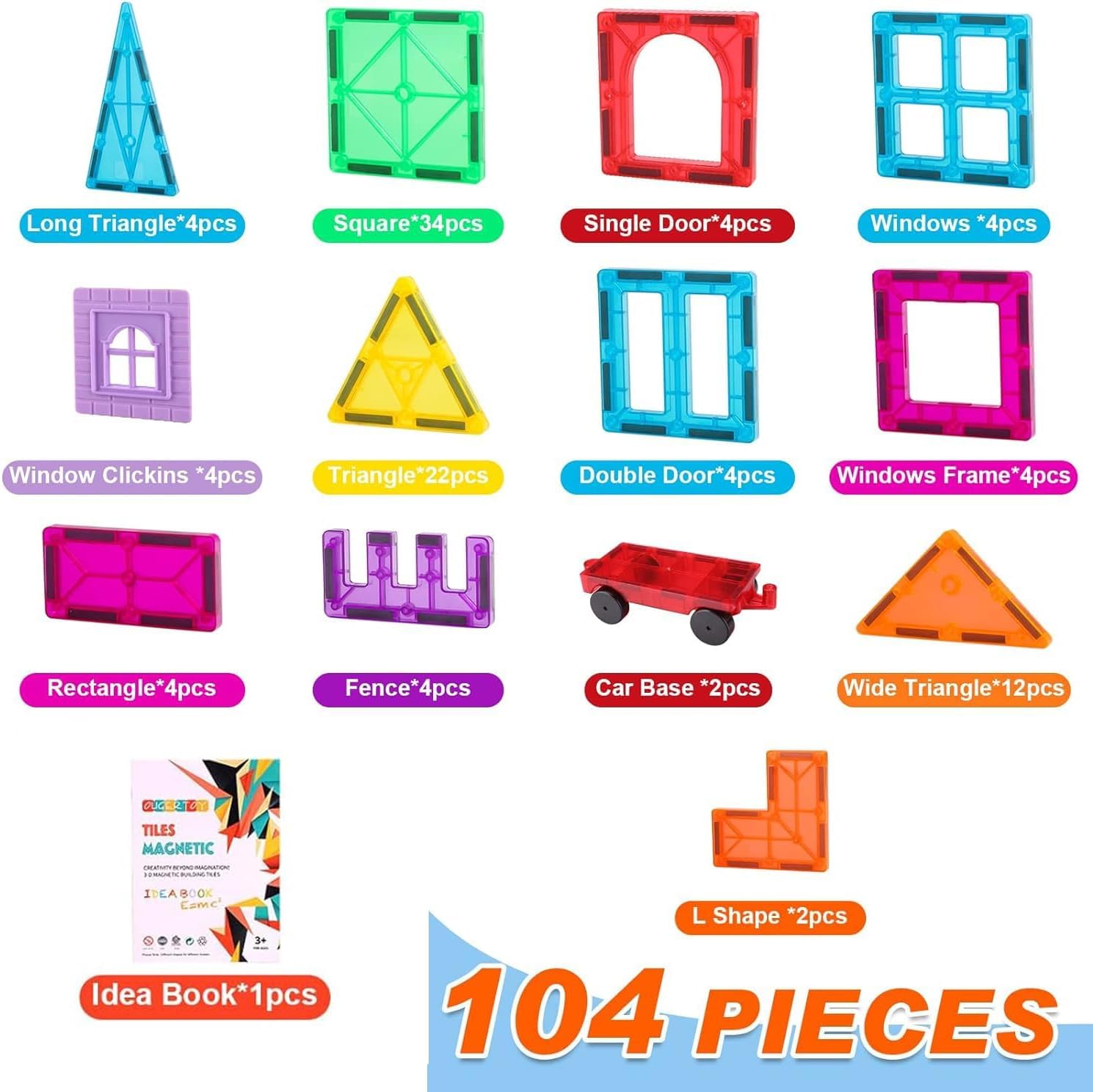 OugerToy magnetic tiles closeup magnets showing secure, durable design during building