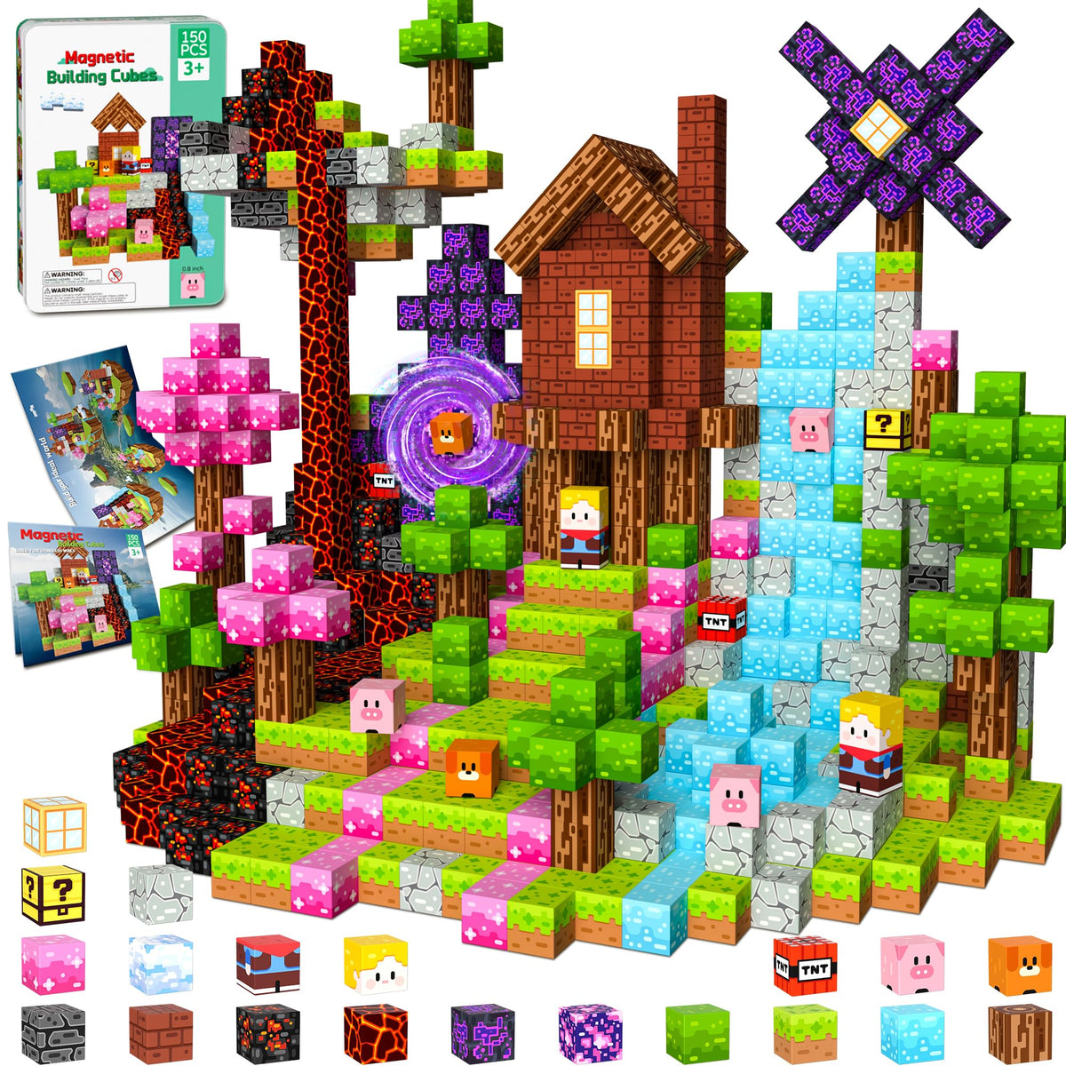 OUGUI 150-piece magnetic blocks set with vibrant colors for engaging STEM play.